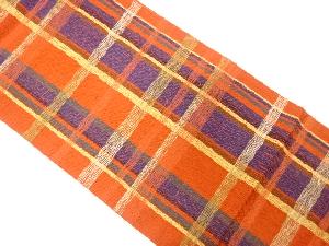 格子模様織出し袋帯